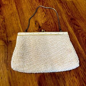 Vintage 60’s Walborg White beaded evening clutch purse